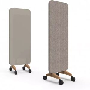 Lintex Mobile Glastafel Mood Fabric - Schallabsorbierende Rückseite, Farbe Cozy 450 / Synergy LDP32 (Beige), Fuß/Räder-Satz Eiche / Schwarze Räder, Größe B70 x H196 cm