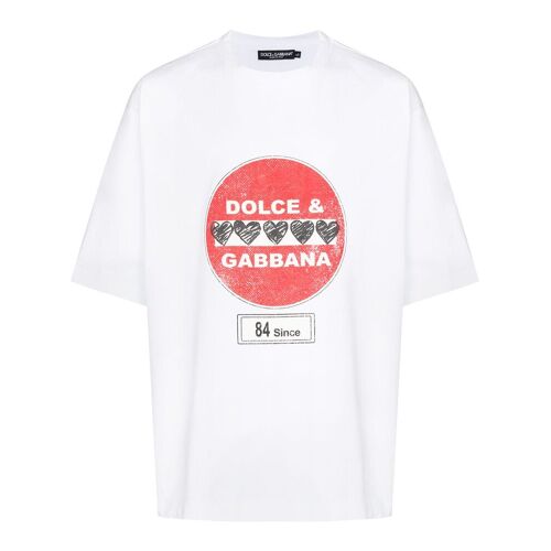 Dolce & Gabbana T-Shirt mit Verkehrsschild-Print - Weiß S Male