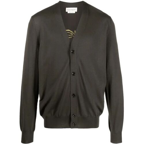 Alexander McQueen Cardigan mit Logo-Stickerei – Grün M/L Male