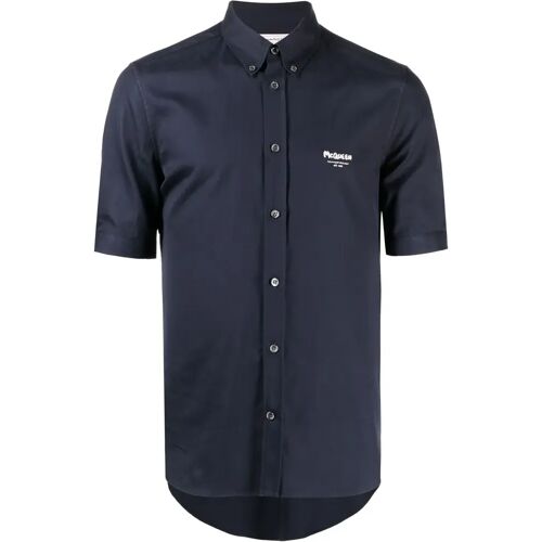 Alexander McQueen Hemd mit Logo-Stickerei – Blau 16 1/2 Male