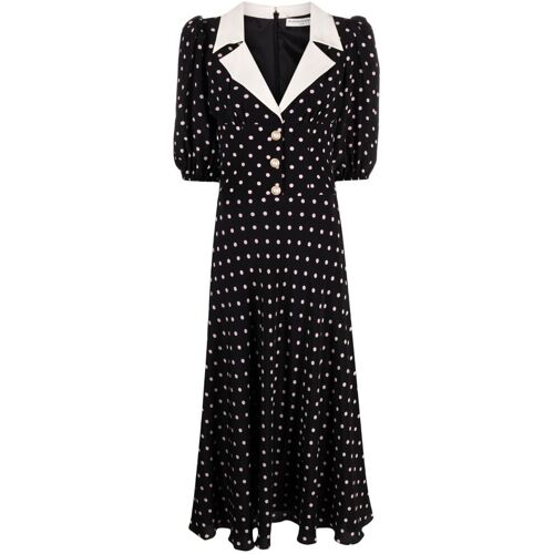 Alessandra Rich Midikleid aus Seide mit Polka Dots – Schwarz 40/42/44/38/36 Female