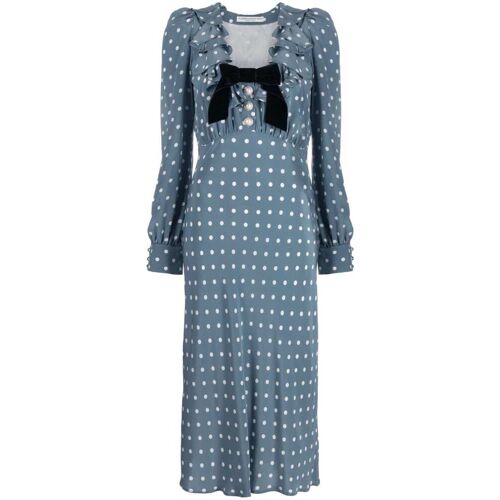 Alessandra Rich Midikleid aus Seide mit Polka Dots – Blau 42/44/40/38 Female