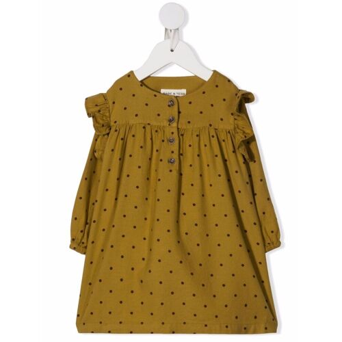 Babe And Tess Gerüschtes Kleid mit Polka Dots – Gelb 12 M. Unisex