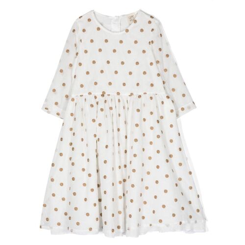 Caffe‘ D’orzo Gerafftes Kleid mit Polka Dots – Weiß 8 J./12 J./14 Jahre/4 J./6 J./10 J./2 J. Unisex