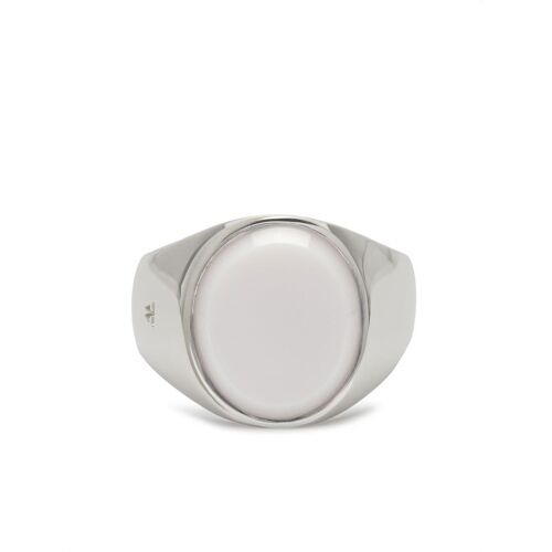 Tom Wood Ovaler Ring mit weißem Achat – Silber 58/62 Unisex