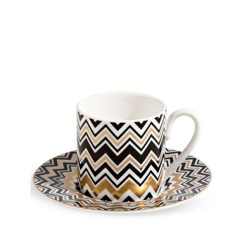 Missoni Home Zig Zag Kaffeetasse mit Untersetzer – Weiß Einheitsgröße Unisex