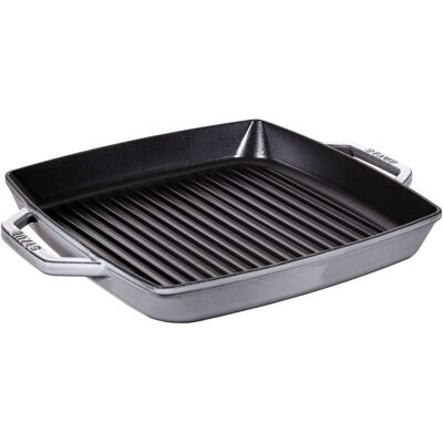 Zwilling Staub Grill Pans Grillpfanne mit zwei Griffen, quadratisch, 33 cm, grau 33 cm, quadratisch, Graphit-Grau, Gusseisen Zwilling Staub Grill Pans Grillpfanne mit zwei Griffen, quadratisch, 33 cm, grau 33 cm, quadratisch, Graphit-Grau, Gusseisen