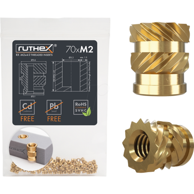 RUTHEX RX-M2X4 - 3D Druck, Gewindeeinsätze, M2x4, 70 Stück RUTHEX RX-M2X4 - 3D Druck, Gewindeeinsätze, M2x4, 70 Stück
