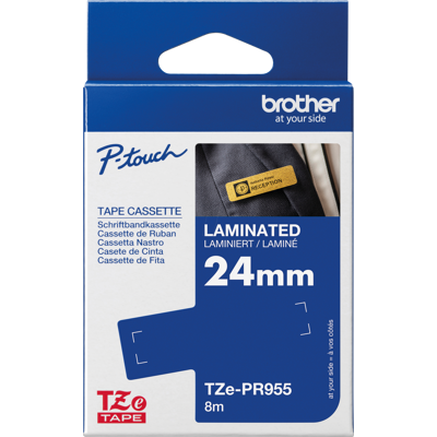 Brother P-TOUCH TZEPR955 - laminiertes Schriftband, weiß auf premium-silber, 24 mm Brother P-TOUCH TZEPR955 - laminiertes Schriftband, weiß auf premium-silber, 24 mm