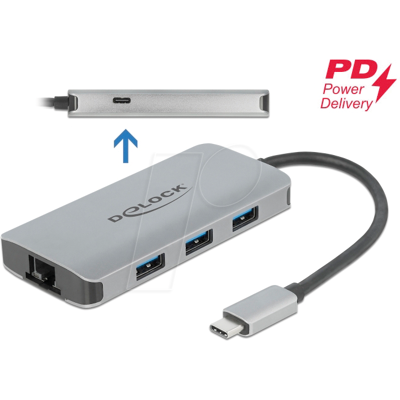 DELOCK 63252 - Dockingstation/Port Replicator, USB Type-C, Laptop DELOCK 63252 - Dockingstation/Port Replicator, USB Type-C, Laptop