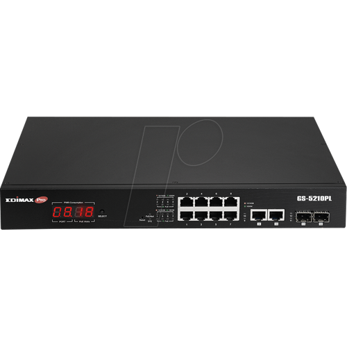 Edimax EDI GS-5210PL - Switch, 12-Port, Gigabit Ethernet, PoE+, SFP