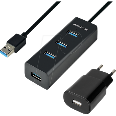 AXAGON AXG HUE-S2BP - USB 3.0, 4-Port Hub, 4xA, USB-A-Kabel, Netzteil, 120 cm AXAGON AXG HUE-S2BP - USB 3.0, 4-Port Hub, 4xA, USB-A-Kabel, Netzteil, 120 cm