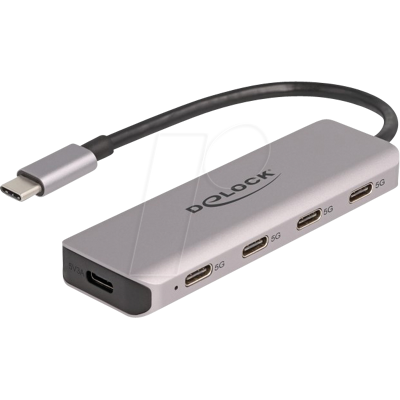 DELOCK 64238 - USB 3.0 4-Port Hub, USB-C auf 4x C + Strom, 15 cm DELOCK 64238 - USB 3.0 4-Port Hub, USB-C auf 4x C + Strom, 15 cm
