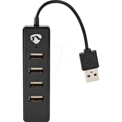 Nedis N UHUBU2420BK - USB 2.0 Hub, 4x USB A Buchse, 4 Ports Nedis N UHUBU2420BK - USB 2.0 Hub, 4x USB A Buchse, 4 Ports