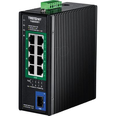 Trendnet TRN TI-BG5091 - Switch, 9-Port, Fast Ethernet, DIN Rail, PoE++ Trendnet TRN TI-BG5091 - Switch, 9-Port, Fast Ethernet, DIN Rail, PoE++
