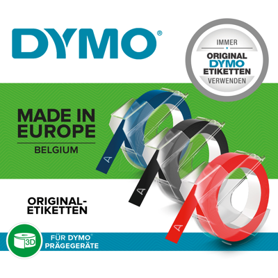 DYMO 0847750 - DYMO Prägeband / Prägeetikett 9mm schwarz, rot, blau DYMO 0847750 - DYMO Prägeband / Prägeetikett 9mm schwarz, rot, blau