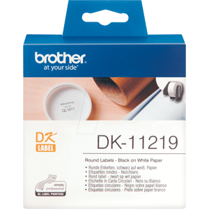 Brother BRO DK11219 - Runde Etiketten, weiß  (1.200 St/Rolle), Papier, Ø 12