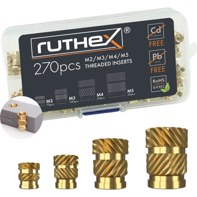 RUTHEX RX KASTEN - 3D Druck, Gewindeeinsätze, M2,M3,M4,M5, 270 Stück RUTHEX RX KASTEN - 3D Druck, Gewindeeinsätze, M2,M3,M4,M5, 270 Stück