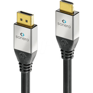 SONERO SON DC100-015 - DisplayPort Stecker auf HDMI A Stecker, 1,5 m, 4K@30Hz