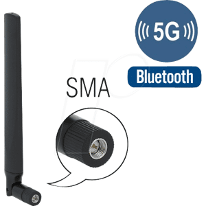 DELOCK 12634 - Antenne 5G LTE SMA Stecker ,omnidirektional, Kippgelenk