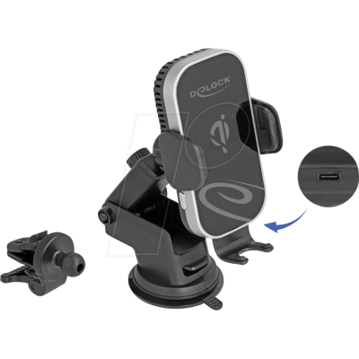 DeLock Wireless Auto Ladegerät Smartphone Halterung mit Ladefunktion - Auto Typ DeLock Wireless Auto Ladegerät Smartphone Halterung mit Ladefunktion - Auto Typ