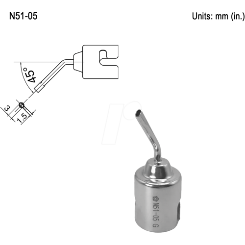 HAKKO HAK N51-05 - Heißluftdüse N51-05, Schnellwechseltyp, Single, 4,0 x 1,5 mm