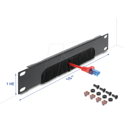DELOCK 67463 - 10" Kabelmanagement Bürstenleiste unten offen, 1 HE, dunkelgrau DELOCK 67463 - 10" Kabelmanagement Bürstenleiste unten offen, 1 HE, dunkelgrau