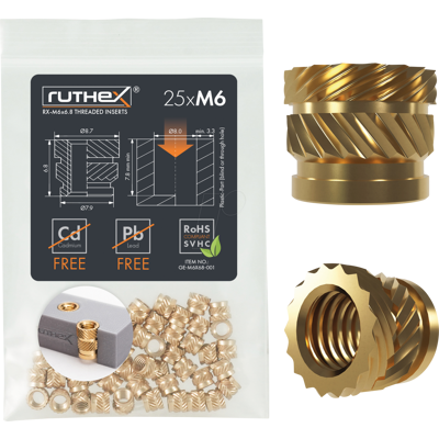 RUTHEX - RX-M6X6,8 - M6x6.8 - 25 pcs - Gewindeeinsatz RUTHEX - RX-M6X6,8 - M6x6.8 - 25 pcs - Gewindeeinsatz