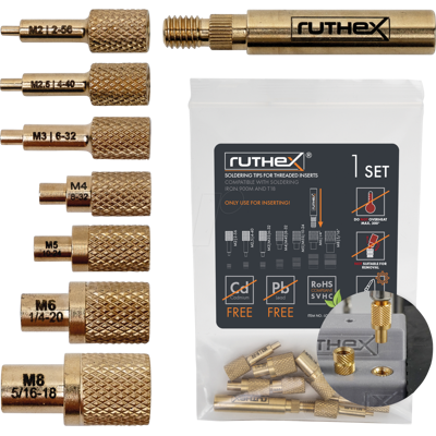 RUTHEX RX-LOE-SET-012 - 3D Druck, Lötspitzen / Einschmelzhilfe Set, 8 Stück RUTHEX RX-LOE-SET-012 - 3D Druck, Lötspitzen / Einschmelzhilfe Set, 8 Stück