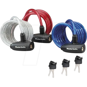 MASTER LOCK BIKE 682656 - Fahrrad - Spiralkabelschloss, Ø 8 mm, 180 cm, 3er-Pack MASTER LOCK BIKE 682656 - Fahrrad - Spiralkabelschloss, Ø 8 mm, 180 cm, 3er-Pack