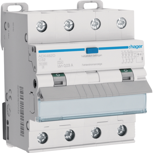 HAGER ADX482D - FI/LS-Schalter 4P 10kA C-32A 30mA Typ A
