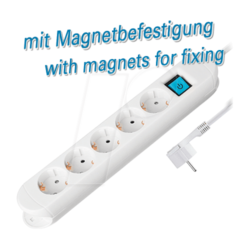 FREI TM NV 57-1,5 WL - Steckdosenleiste, 5-fach, 1,5 m, mit Schalter, flacher Stecker,