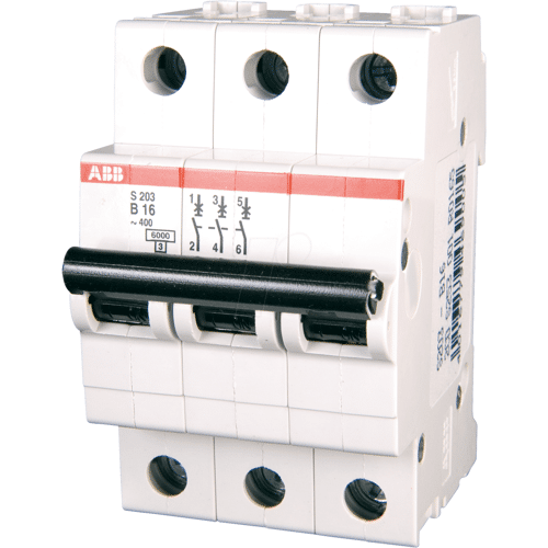 ABB S203-B20 - Leitungsschutzschalter, Char. B, 20 A, 3 polig