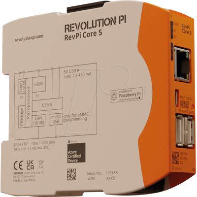 Kunbus - RevPi Core S - 8 GB - 24 V/DC - PLC-Modul Kunbus - RevPi Core S - 8 GB - 24 V/DC - PLC-Modul