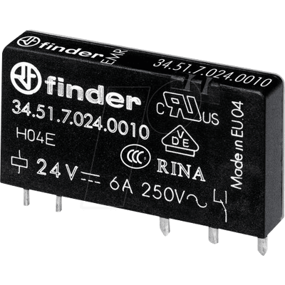 Finder 34.51.7.006.0010 - Kompakter Relais mit 6V DC, 6A Finder 34.51.7.006.0010 - Kompakter Relais mit 6V DC, 6A