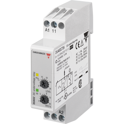 Carlo Gavazzi DUA52 Unterspannungsrelais - SPDT, DIN-Schiene Carlo Gavazzi DUA52 Unterspannungsrelais - SPDT, DIN-Schiene