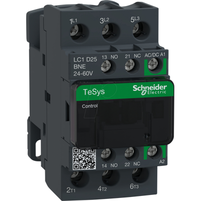 Schneider Electric Schütz LC1D25BNE - 3-polig 24V AC/DC - 25A - 11kW Schneider Electric Schütz LC1D25BNE - 3-polig 24V AC/DC - 25A - 11kW
