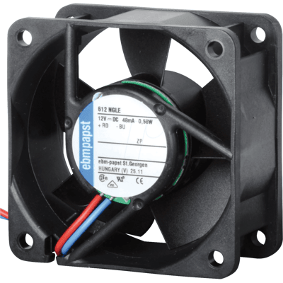 EBM-PAPST - PAPST 612 NGLE - 60x60x25 mm - 12 V DC - Ventilator EBM-PAPST - PAPST 612 NGLE - 60x60x25 mm - 12 V DC - Ventilator