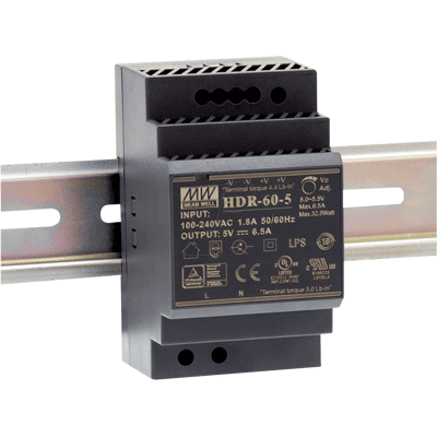 Mean Well MW HDR-60-24 - Schaltnetzteil, Hutschiene, 60 W, 24 V, 2,5 A Mean Well MW HDR-60-24 - Schaltnetzteil, Hutschiene, 60 W, 24 V, 2,5 A