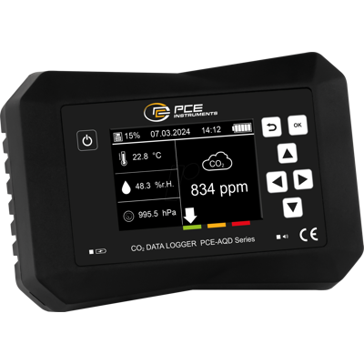 PCE Instruments CO2-Messgerät - 40000 ppm, Temperatur, Datenlogger, Wandmontage PCE Instruments CO2-Messgerät - 40000 ppm, Temperatur, Datenlogger, Wandmontage