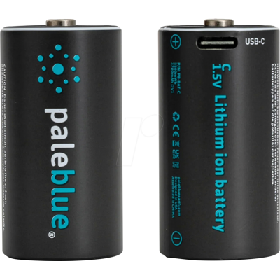 PALEBLUE PABU 2X C USB - Li-Ion-Akku, C (Baby), 1,5 V, 3700 mAh, USB-C, 2er-Pack PALEBLUE PABU 2X C USB - Li-Ion-Akku, C (Baby), 1,5 V, 3700 mAh, USB-C, 2er-Pack