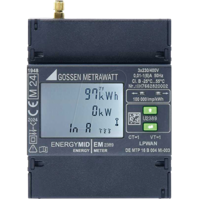 Gossen Metrawatt EM2389 - Dreiphasen-Energiezähler MID-konform Gossen Metrawatt EM2389 - Dreiphasen-Energiezähler MID-konform