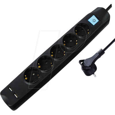 MAXTRACK Steckdosenleiste NV58-3L - 5 Steckdosen, 2 USB, Schwarz, 3m MAXTRACK Steckdosenleiste NV58-3L - 5 Steckdosen, 2 USB, Schwarz, 3m