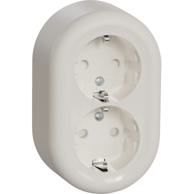 ELSO WDE015896 - Steckdose, 2-fach, Aufputz, komplett, weiß, rund, Renova ELSO WDE015896 - Steckdose, 2-fach, Aufputz, komplett, weiß, rund, Renova