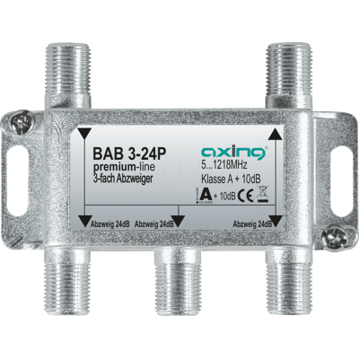 AXING BAB 3-24P - Splitter 5-1218 MHz, Grau, A, 24 dB AXING BAB 3-24P - Splitter 5-1218 MHz, Grau, A, 24 dB