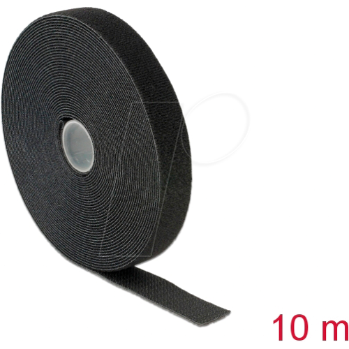 DELOCK 18716 - Klettband auf Rolle, 10 m x 20 mm, schwarz