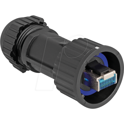 DELOCK 67049 - RJ45 Stecker, Cat.6a, mit Durchführungskupplung, IP68
