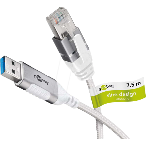 GOOBAY 74382 - Netzwerkadapter, Kabel, USB 3.0 Typ A, Gigabit Ethernet, 7,5 m