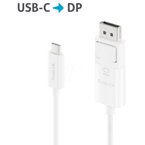PURELINK PURE IS2220-015 - Adapterkabel USB Type-C > DP, 4K@60 Hz, weiß, 1,5 m