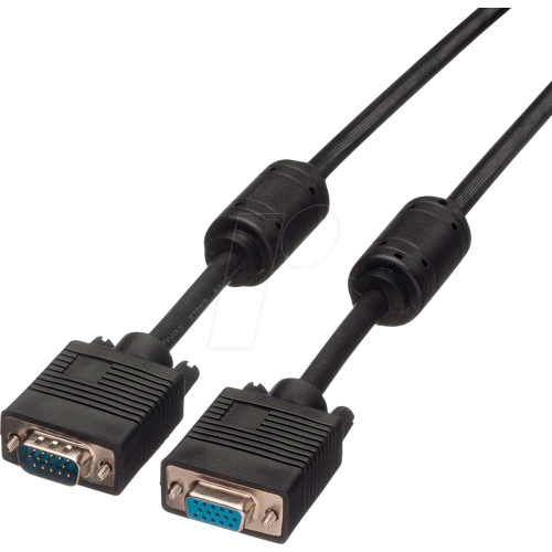 ROLINE 11045356 - VGA Monitor Kabel 15-pol Verlängerung, Ferrit., 6 m